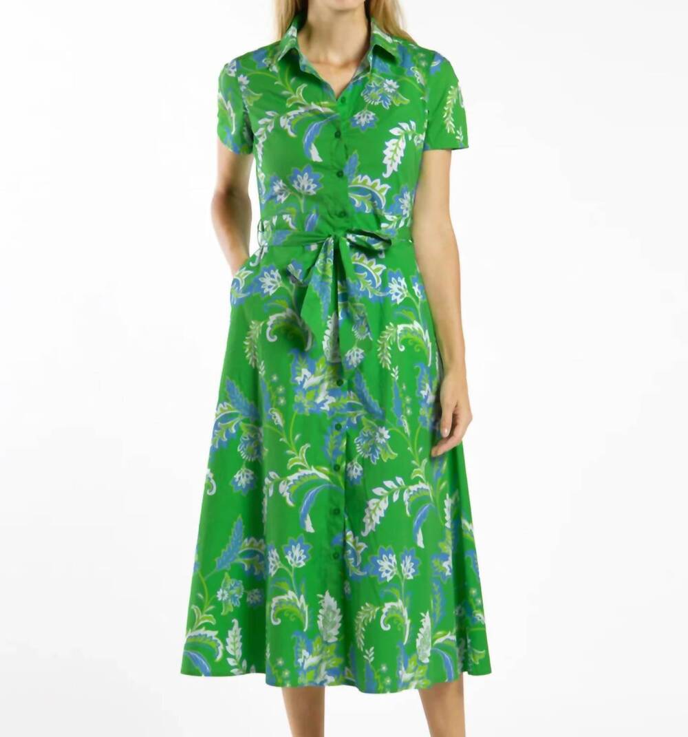 NEW JUDE CONNALLY glenda stretch poplin midi dress in feathered floral grass - Picture 3 of 5